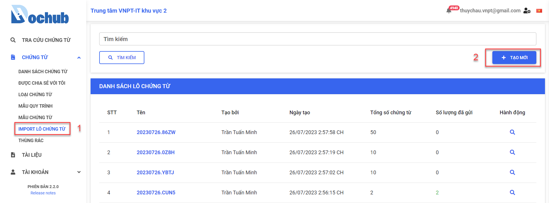 Batch import of documents pop-up