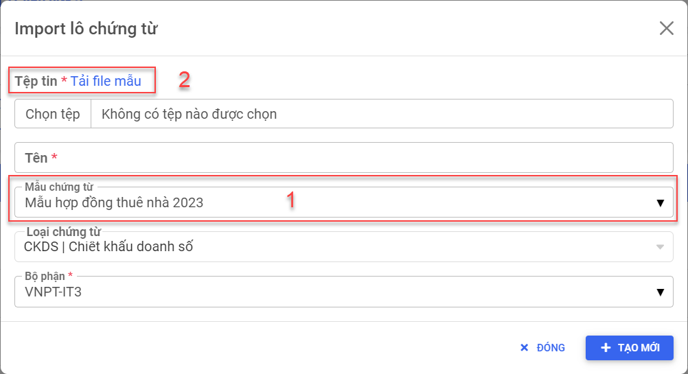 Batch import of documents pop-up
