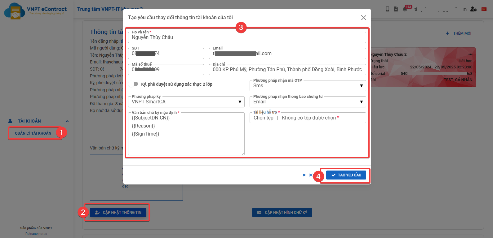 Create Personal Information Change Request