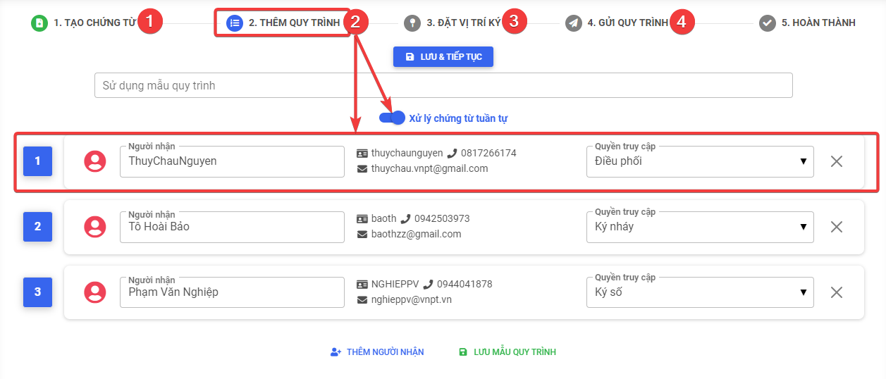 Chỉ định người điều phối đứng đầu luồng quy trình